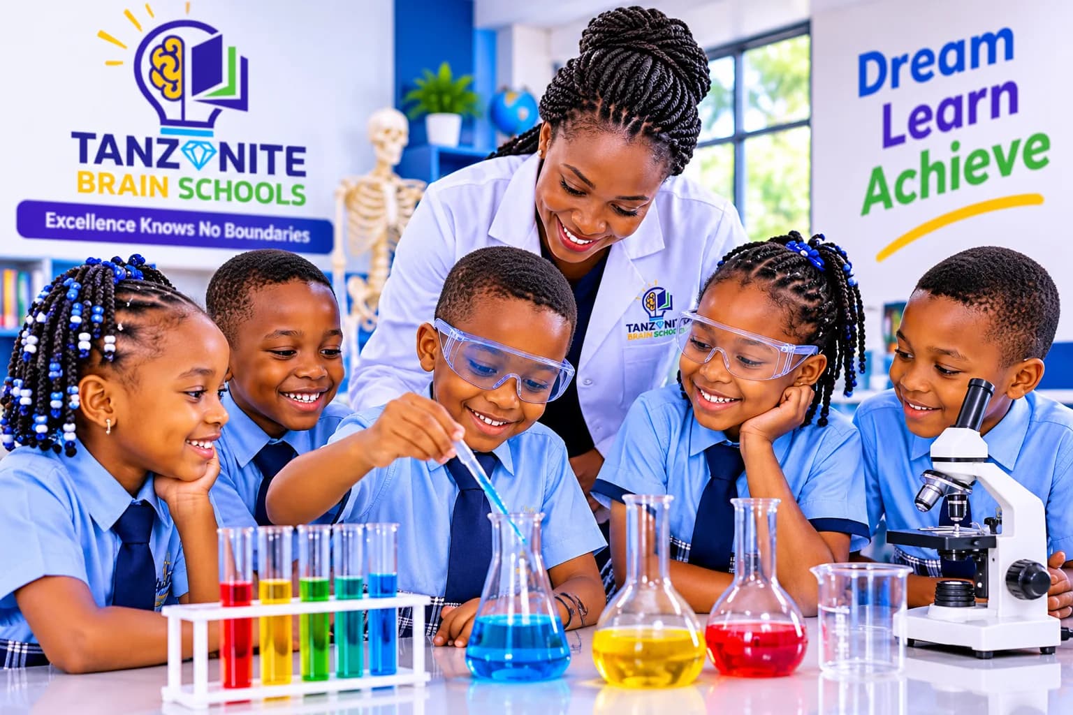 Pupils using a microscope in the science laboratory